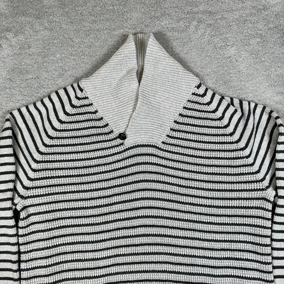 Nautica Shawl Collar Striped Mens‎ Sweater Sz XXL Gray Stretchy Embroidered Logo - Picture 3 of 11